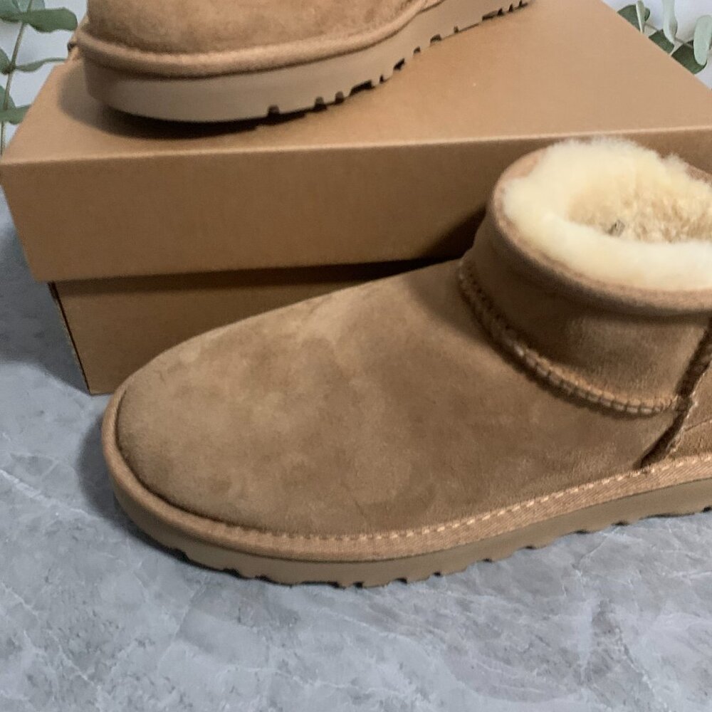 UGG Mini Platform Ankle Boots in Chestnut Brown - Picture 3 of 5